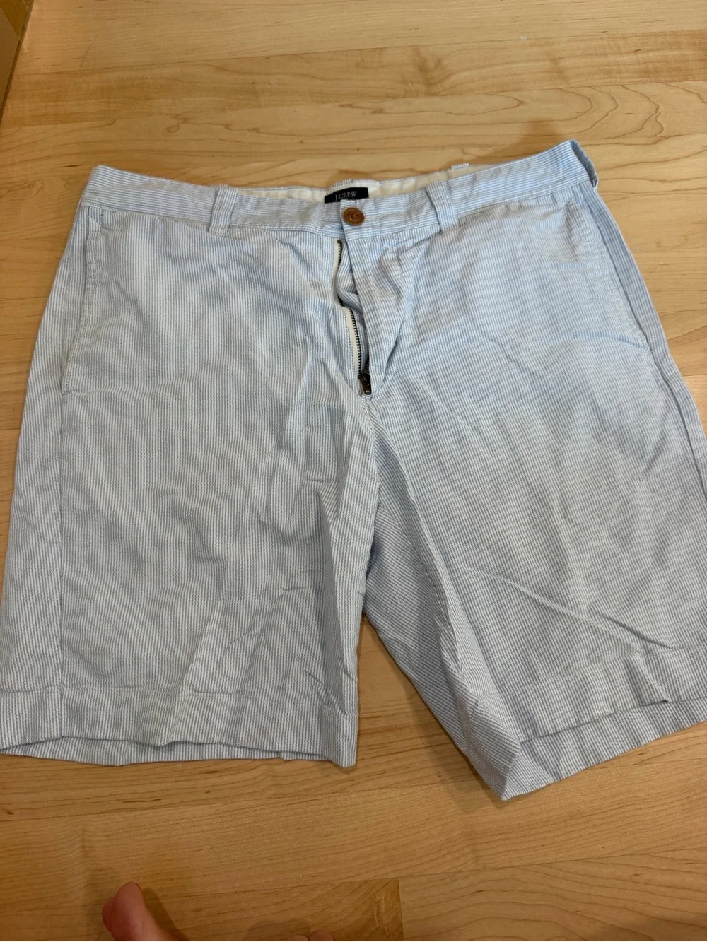 J. Crew Light Blue Pinstriped Casual Button-Down Shirt
